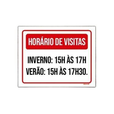 Imagem de Placa Sinalização - Horário Visitas Inverno Verão 27X35 - Sinalizo