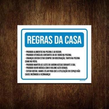 Imagem de Placa Sinalização - Regras Da Casa Azul Piscina 18X23 - Sinalizo