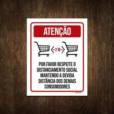 Imagem de Placa Distanciamento Social Supermercado 36X46 - Sinalizo.Com