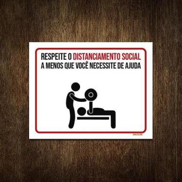 Imagem de Placa Higiene Distanciamento Social Academia 18X23 - Sinalizo.Com