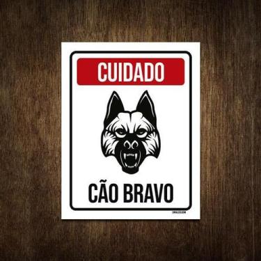Imagem de Placa De Sinalização - Cuidado Cão Bravo 36X46 - Sinalizo