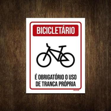Imagem de Placa De Sinalização - Bicicletário Obrigatório Tranca 27X35 - Sinaliz