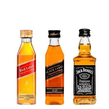 Imagem de Kit Miniaturas de Whiskies Clássicos 50ml - Johnnie Walker, Jack Danie