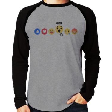 Imagem de Camiseta Raglan Reações Facebook Eita! Manga Longa - Foca na Moda, Cin