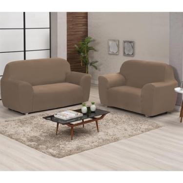 Imagem de Capa de Sofá King Coladinha 3 e 2 Lugares Protetora Elástica Ajustável (avelã)