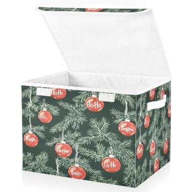 Imagem de Blueangle Caixas de armazenamento de galhos de árvore de Natal com tampas, 42 x 32 x 30 cm, cesta organizadora grande dobrável para decoração de escritório e armário (323)