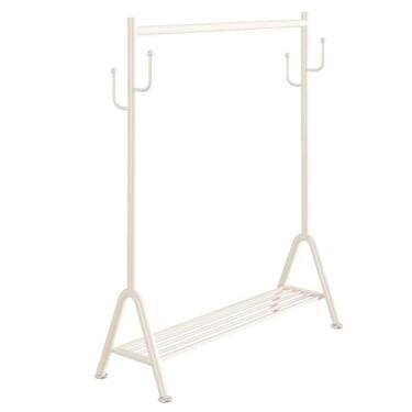 Imagem de Rack de roupas de metal com ganchos e prateleira de armazenamento, trilho de roupas independente para pendurar roupas, organizador de roupas para quarto, lavanderia (cor: creme, tamanho: 80 x 40 x 130