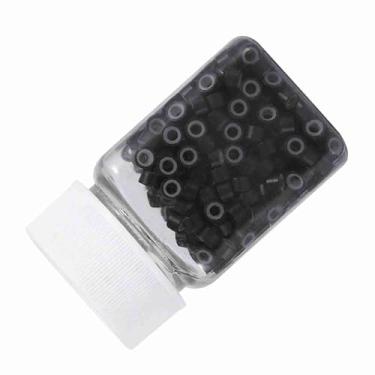 Imagem de Luqeeg Anéis de Extensão de Cabelo Duráveis, Fáceis de Instalar para Uso Em Salão de Beleza, 500 Peças, Anéis de Ligação de Cabelo, Laços de Silicone para Ferramentas de Extensão de 5mm 5 Cores (Preto)