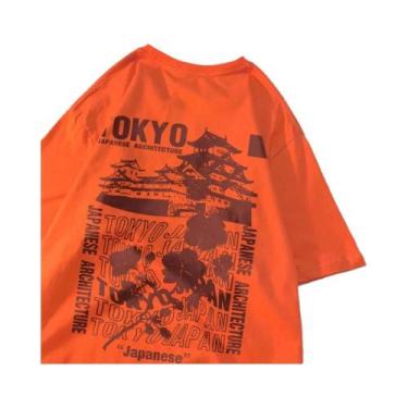 Imagem de Camisetas De Algodão Oversize Femininas Com Estampa De Sakura De Tóqui