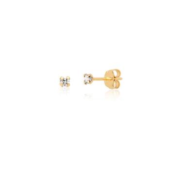 Imagem de Par De Brincos De Pedra Unisex 2,25 Mm Ouro 18k Ab16 - MAEHLER Arte Em