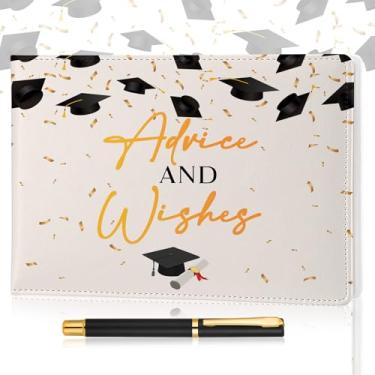 Imagem de Glenmal Livro de visitas de formatura para conselhos e desejos, livro de visitas de graduação para decoração de faculdade, couro, formatura, assinatura de festa, presente (clássico)