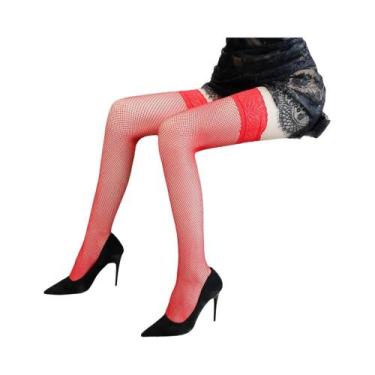 Imagem de Meias Longas De Renda Floral Antiderrapantes Para Mulheres - NONE, Tam