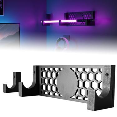 Imagem de Bantlou Suporte de parede horizontal para sabre de luz - suporte de exibição com 3 opções de adesivos, design de grade de favo de mel, serve para cabos padrão e personalizados, preto