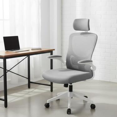 Imagem de Cadeira de Escritório Ergonômica Hyatto Flow Presidente Giratória com Encosto Reclinável 90°-135°, Apoio de Cabeça Ajustável, Braços Dobráveis e Ajuste de Altura a Gás até 120kg HYATTO OFFICE