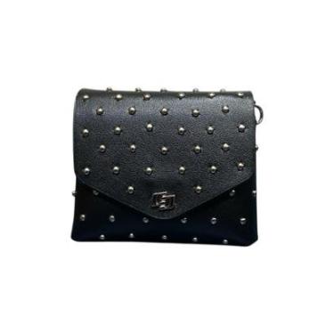 Imagem de Bolsa Feminina Colcci Crossbody Mini Pins Alça Corrente Pequena Preto-Feminino