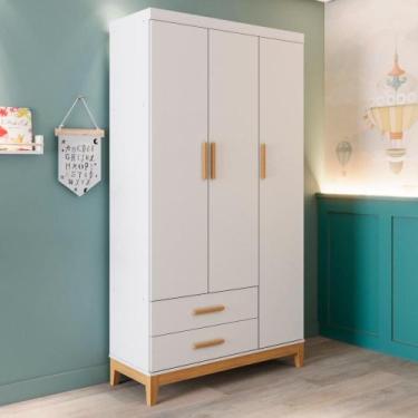 Imagem de Guarda Roupa Infantil Helen 3 Portas 2 Gavetas 100% MDF Branco - Carol