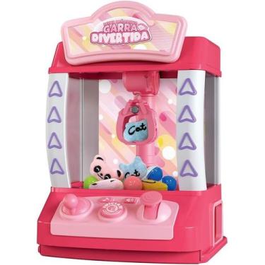 Imagem de Mini maquina pelucia garra divertida rosa - dm toys