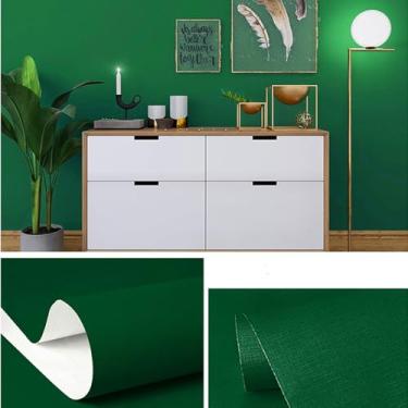 Imagem de MyFun Papel de parede verde escuro de 11 jardas de cor sólida, papel de contato descascado, texturizado espesso, removível à prova d'água, papel de parede colorido autoadesivo para móveis de