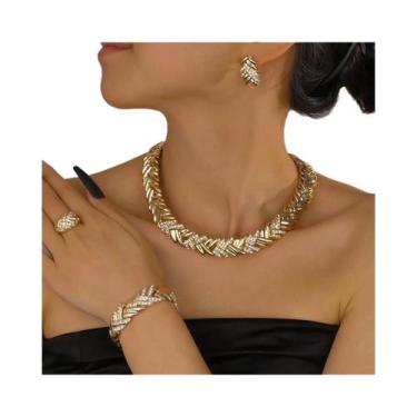 Imagem de Conjunto De Joias De Noiva Banhado a Ouro 18k Para Mulheres: Colar Cho