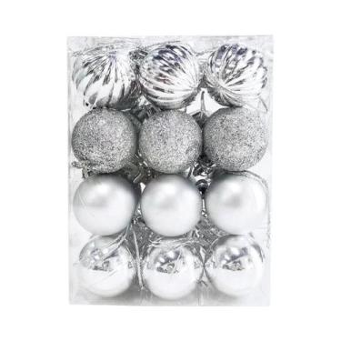 Imagem de Bolas De Natal Douradas, Vermelhas E Rosas 24 Peças Enfeites Plásticos