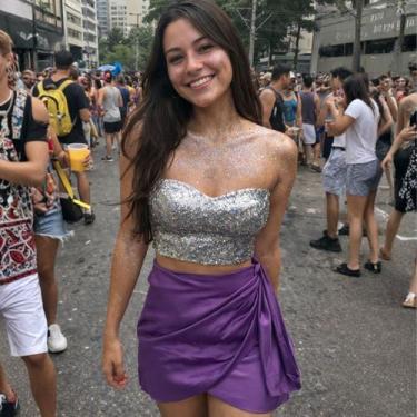 Imagem de Saia Envelope Cetim Drapeada Carnaval Bloquinho Ajustável - Lush!, Rox