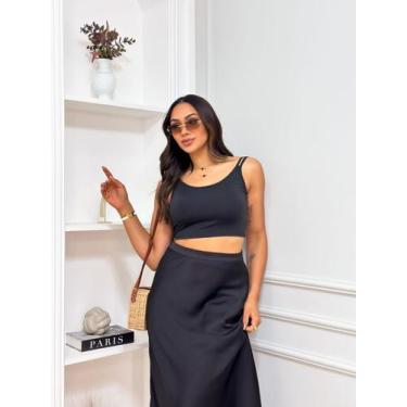 Imagem de Top Cropped alcinha costas nua feminino Basic Liso - TRIBO MODAS, PRET