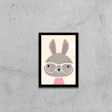 Imagem de Quadro Ilustração Infantil Coelhinha Intelectual 45X34 Preta - Quadros