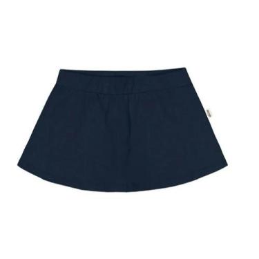 Imagem de Short Saia Infantil Escolar Menina em Cotton Básico Elian Azul e Preto