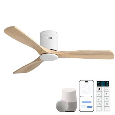Imagem de Sofucor Ventilador de teto inteligente de 52 polegadas sem luz embutida Ventilador de teto de madeira maciça com Alexa/Google/APP/controle remoto - ventiladores de teto externos modernos sem luz para