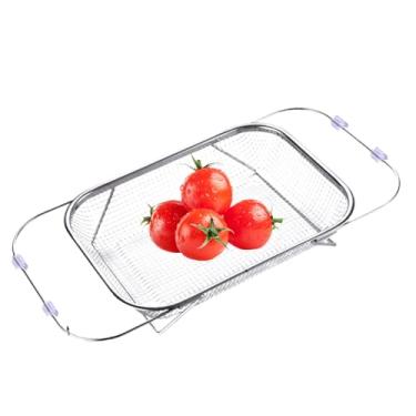 Imagem de Cesta de filtro sobre a pia | Escorredor de louça extensível de aço inoxidável - Cesta de lavagem de vegetais | para apartamento, cozinheiros domésticos, trailers, dormitórios, bares, escritório