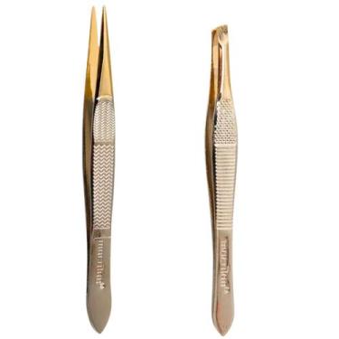 Imagem de Kit 2 Pinças Profissional Design De Sobrancelhas Macrilan