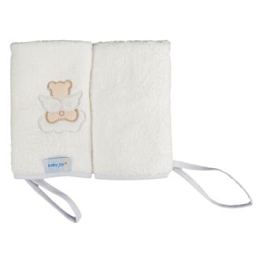 Imagem de Toalha de Boca Baby Joy Super Seca com Prendedor de Chupeta Bordada 25x29 cm – Anjinho Branco