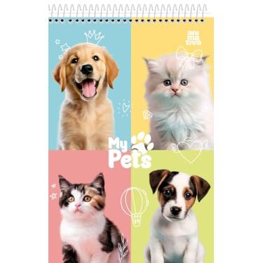 Imagem de Caderneta de Anotações Espiral Superior, Animativa, Capa dura, 80 folhas, My Pets, Pacote com 10