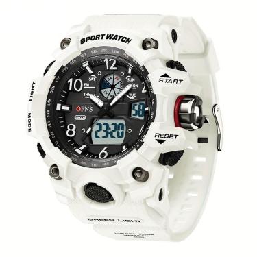 Imagem de Relógio Esportivo Masculino Ofns S3169 Dupla Exibição Branco