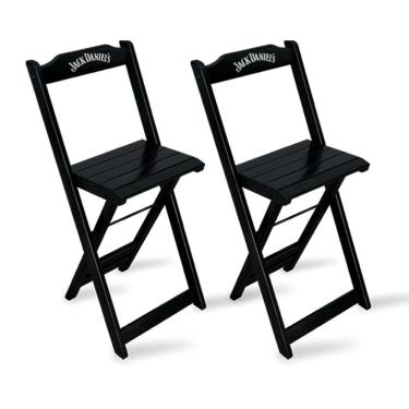 Imagem de Kit 2 Banquetas Bistrô De Madeira Dobravel Jack Daniel's Preta - Cor: Preto