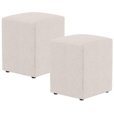 Imagem de Kit 02 Puffs Quadrado L02 Decorativo Linho Cru - Lyam Decor