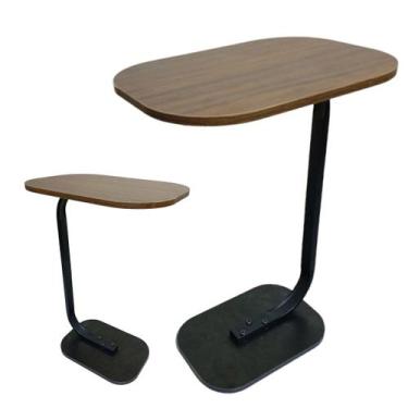 Imagem de Mesinha Lateral Apoio Multiuso Canto Sofa Cama Leitura Cafe Notebook H