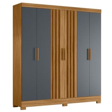 Imagem de Guarda Roupa Casal Valença 6 Portas Bater Freijo Cinza MDP-MDF Moval Móveis