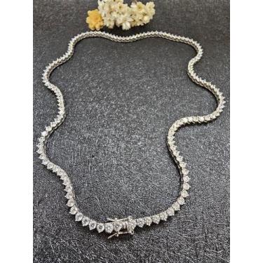 Imagem de Colar Riviera 3mm/ 3 garras/ 45cm fecho gaveta prata 925 e ródio - WIL