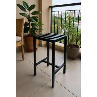 Imagem de Banco 40cm Assento Estilo Industrial Em Aço Preto Reforçado - BRAUNA I