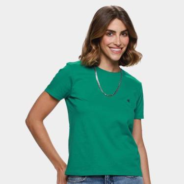 Imagem de Camiseta Calvin Klein Logo Bordado Feminina, Verde, M