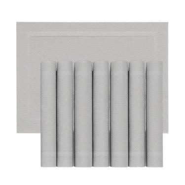 Imagem de Jogo 8 Lugar Americano Retangular Mesa Pvc Cinza Claro Executivo 30x45cm Em Casa Tem