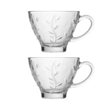 Imagem de Jogo 2 Xícara De Chá De Vidro Flores Clear Lily 220ml Em Casa Tem