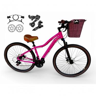 Imagem de Bicicleta Aro 29 Feminina Absolute Hera Retrô Vintage Shimano 21v Hidráulica Confortável Cesta Rosa Tamano 17