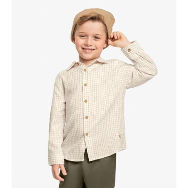 Imagem de Camisa Infantil Masculina Manga Longa Trick Nick Bege, 8, Bege