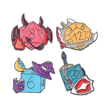 Imagem de Broche De Metal Esmaltado D20 Em Formato De Dado De Desenho Animado Cr