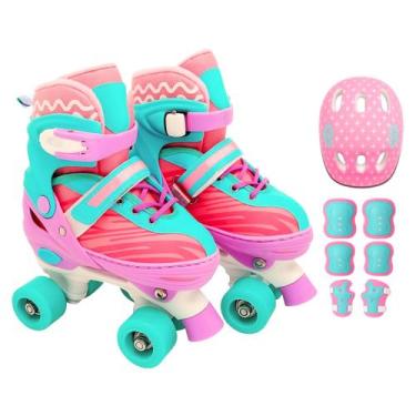 Imagem de Patins Infantil Roller 4 Rodas + Capacete Proteção Ajustável TAMANHO:S