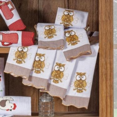 Imagem de Jogo Semaninha De Panos De Prato Bordados 07 Peças 100% Algodão - Coruja
