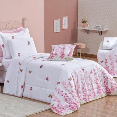 Imagem de Edredom Craft Solteiro Percal 200 Fios Estampado 3 Peças 100% Algodão - Borboletas