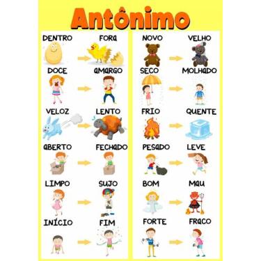 Imagem de Banner Escolar Educativo Antônimo 70x55cm - Fabrika de Festa